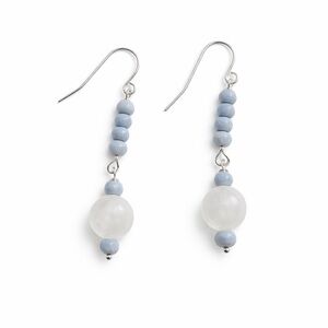 HK9101 S925 Moonstone & Blue Opal Dangle Earrings